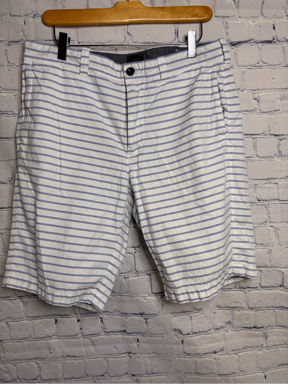 J Crew White Blue Preppy Nautical Vacation Beach Y2K Casual Striped Shorts 33
